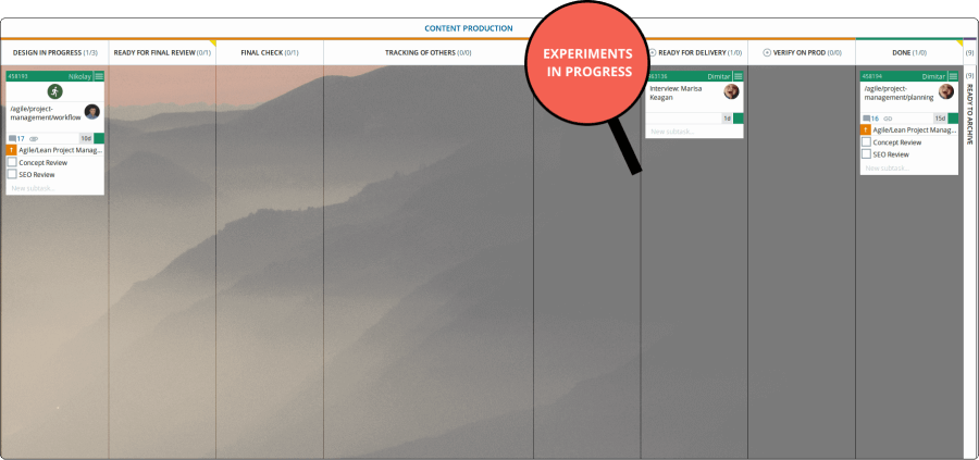 Verfolgen von Experimenten auf einem Kanban-Board