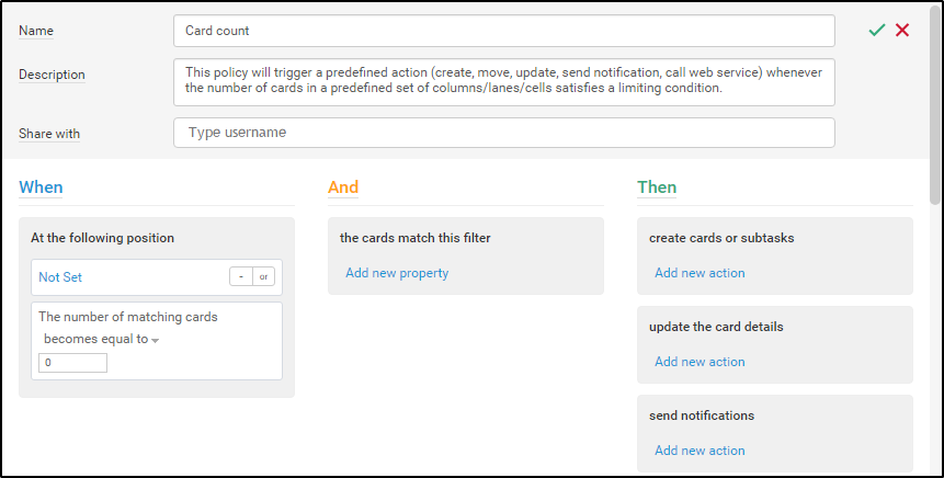 Runtime Policies Card Count Configuration
