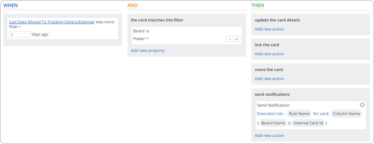 automate tracking dependencies with business rules