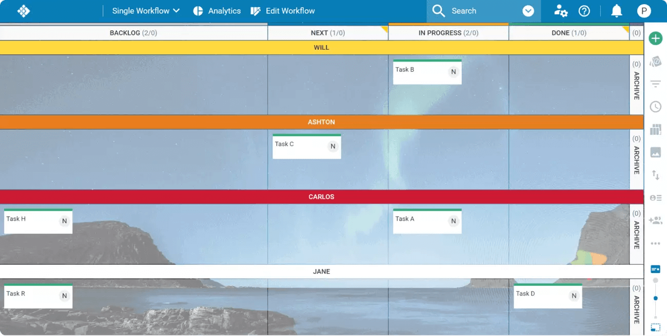 personal swimlanes kanban board