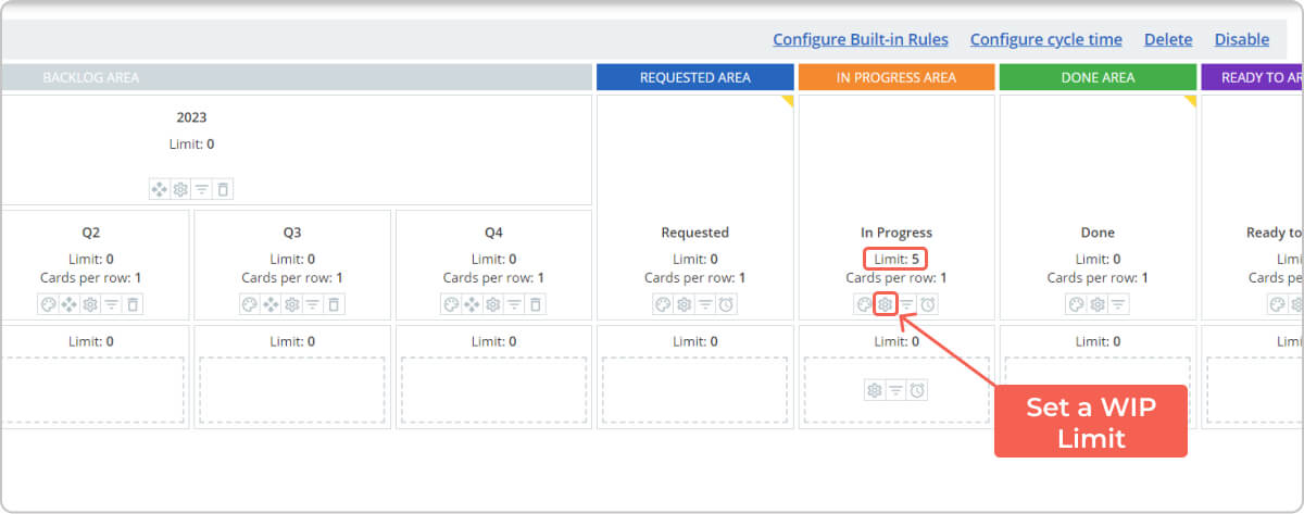 configurando o limite global de WIP