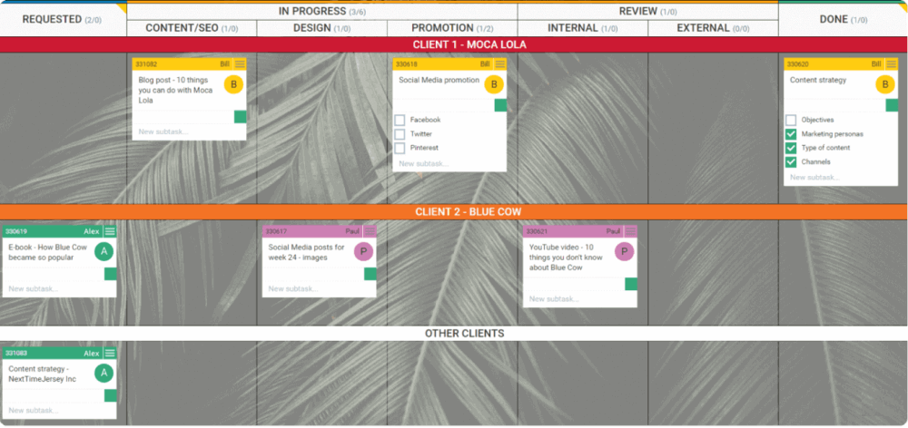 marketing agency kanban board example