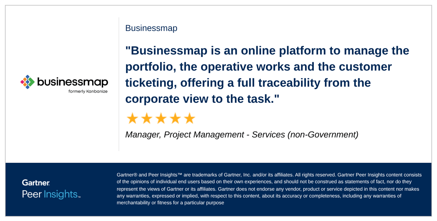 Businessmap Gartner Peer Insights user review from non-gov