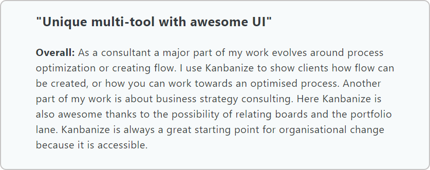 user review about Businessmap bpm software