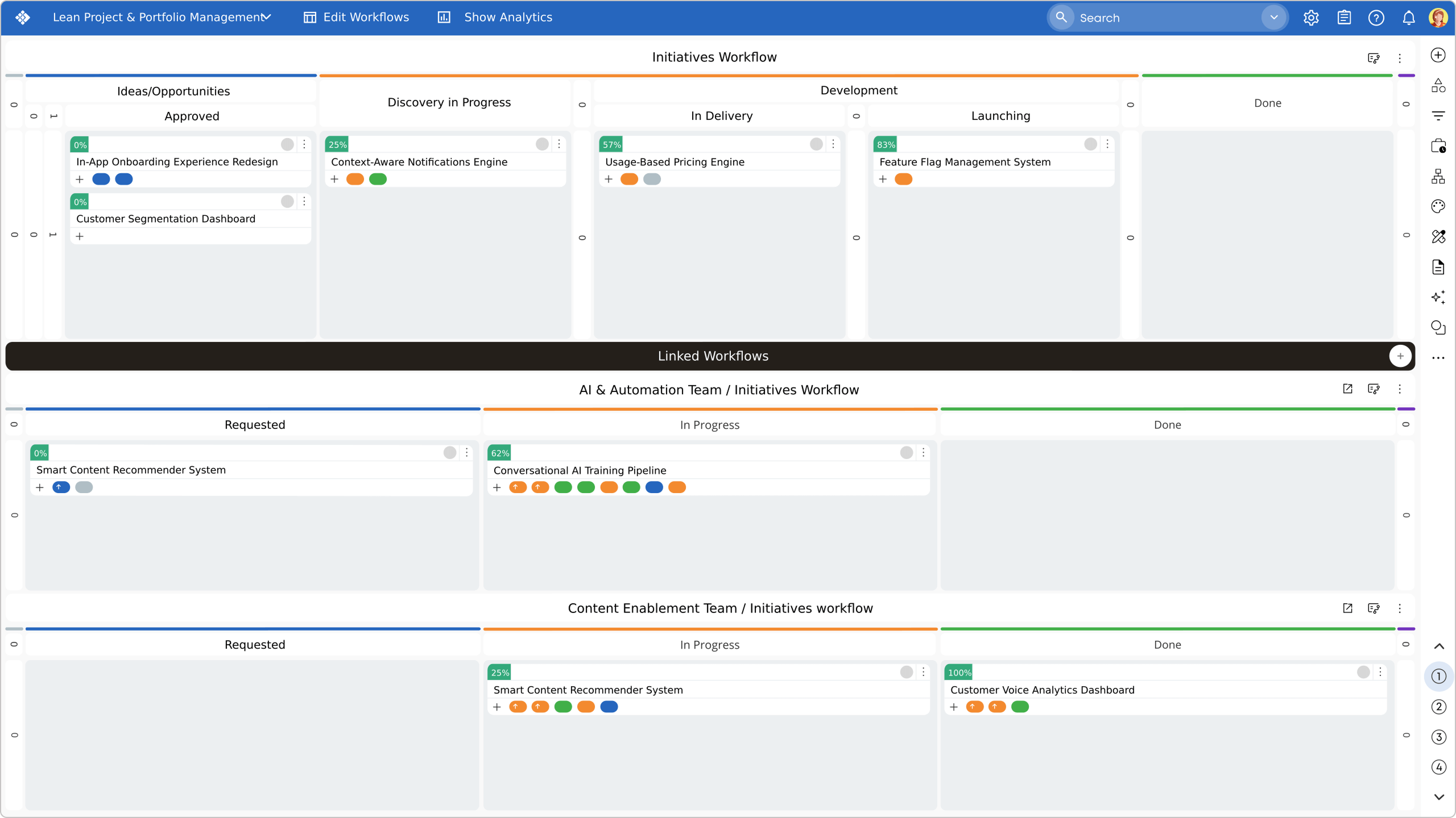 lean project and portfolio management example
